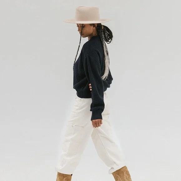 New Gigi Pip DAKOTA TRIANGLE CROWN HAT - CREAM BLEMISHED - Picture 3 of 7